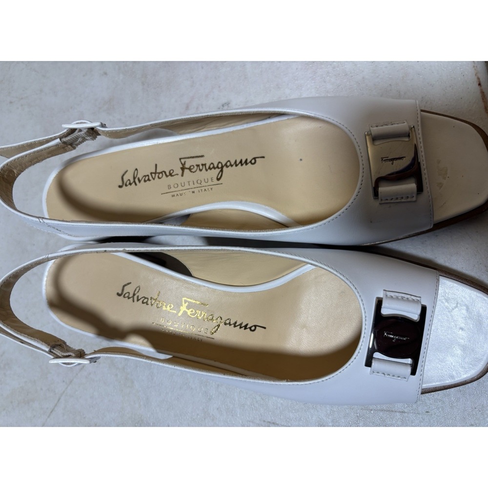 SALVATORE FERRAGAMO Renata‎ Spago Calf Open Toe Slingback Heels Size 7